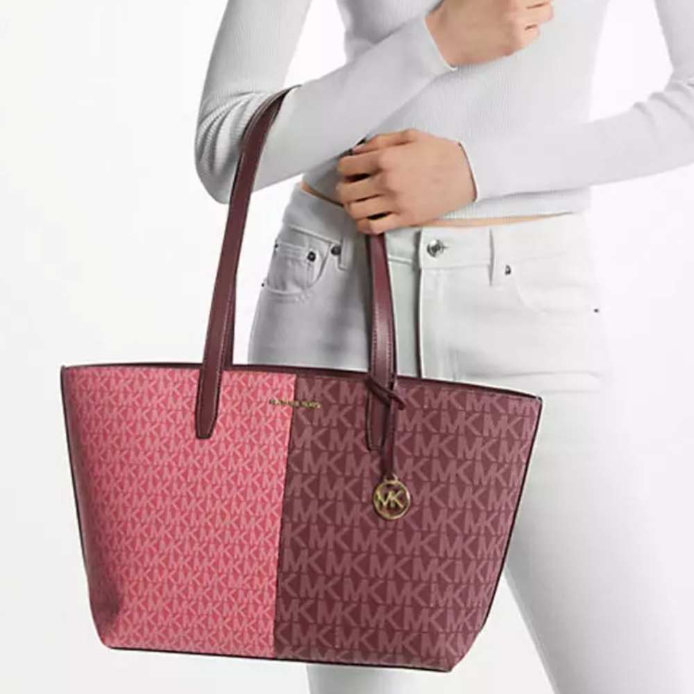 Michael Kors Jet Set Color-Block Logo Medium Tote - Picture 8 of 9